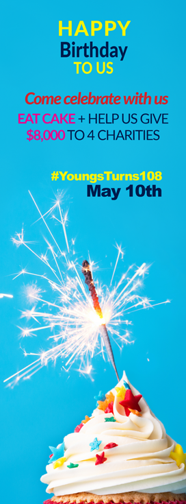 Youngs Insurance Brokers' 108th Birthday Charitable Giveaway